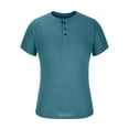 thumbnail image 3 of WAENQINLA Henley Shirts for Men Comfortable Crewneck Short Sleeve T-Shirt with 3 Button Raglan Sleeve Knit Textured Tees, 3 of 5