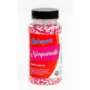 Bakerpan Pink and White Nonpareils Sprinkles - 5.1 Ounces Sprinkles for Cake Decorating - Edible Pink Nonpareils for Cupcakes, Ice Cream, Cake Decorations