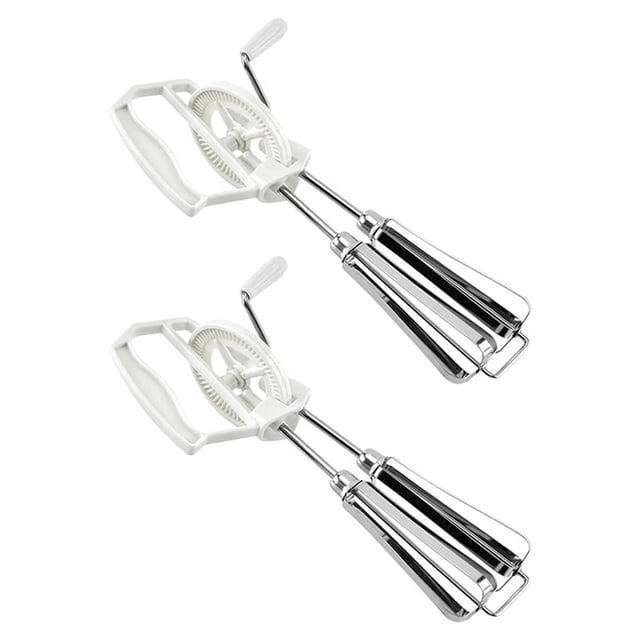 Egg Beater 10 "Stainless Steel Hand Mixer Fast Semi Automatic Egg Beater And Pasta Tool Household Beater Baking Tool White 2Pc,White Kitchen Egg Beater