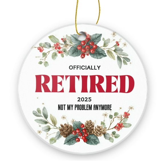 Officially Retired 2025 - Christmas Ornament Xmas Keepsake Ceramic Ornaments Holiday Decorations for Tree Christmas Gift Ideas 2.95in