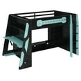 thumbnail image 4 of Wooden Loft Bed With Desk, Multi-purpose Storage Shelf And RGB Light,Blue, 4 of 22