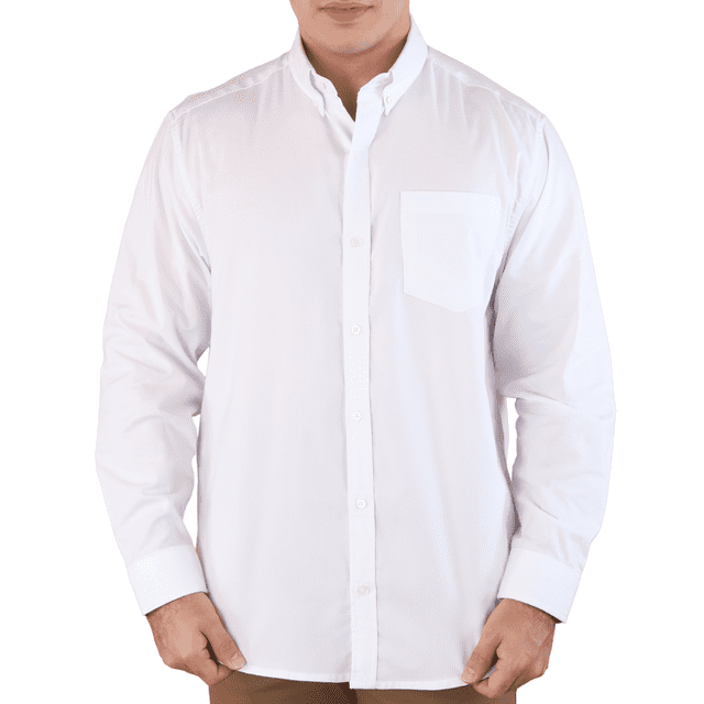 Camisa Blanca Slim Fit Manga Larga Con Cintilla Para Caballero