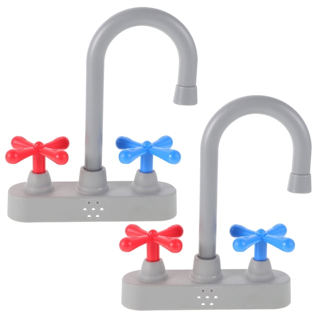 PAMINGONO Plastic Kitchen Taps Replacement for Toy Sinks Realistic Design Kids Play Faucet Accessories 2pcs