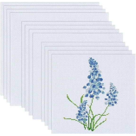 30pcs 11 Count White Embroidery Fabric 6/7/8 Inch Cotton Stitch Fabric Classic Reserve Aida Cloth Square Embroidery Cloth for Embroidery Needlework Beginner DIY Handicrafts White