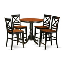 East West Furniture Jackson 5-piece Wood Dining Set with Stools in Black/Cherry