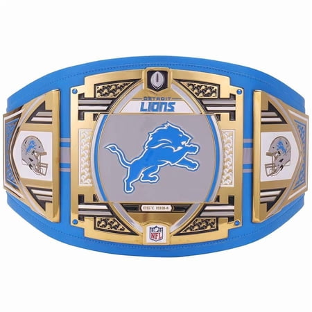 Detroit Lions Championship Belt Metal Plates Hand-Tooled Leather Strap Adult Size Collectible