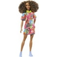 thumbnail image 6 of Barbie Fashionistas Doll #201 in Graffiti Dress with Athletic Body, Curly Brunette Hair & Accessories, 6 of 7