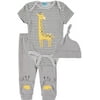 Bon Bebe Boys 0-9 Months Giraffe Bodysuit Pant Set with Matching Cap(Grey 3-6 Months)