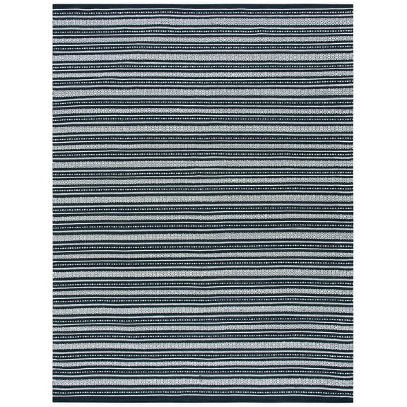 SAFAVIEH Kilim Joanna Striped Cotton Area Rug, Black/Ivory, 8' x 10'