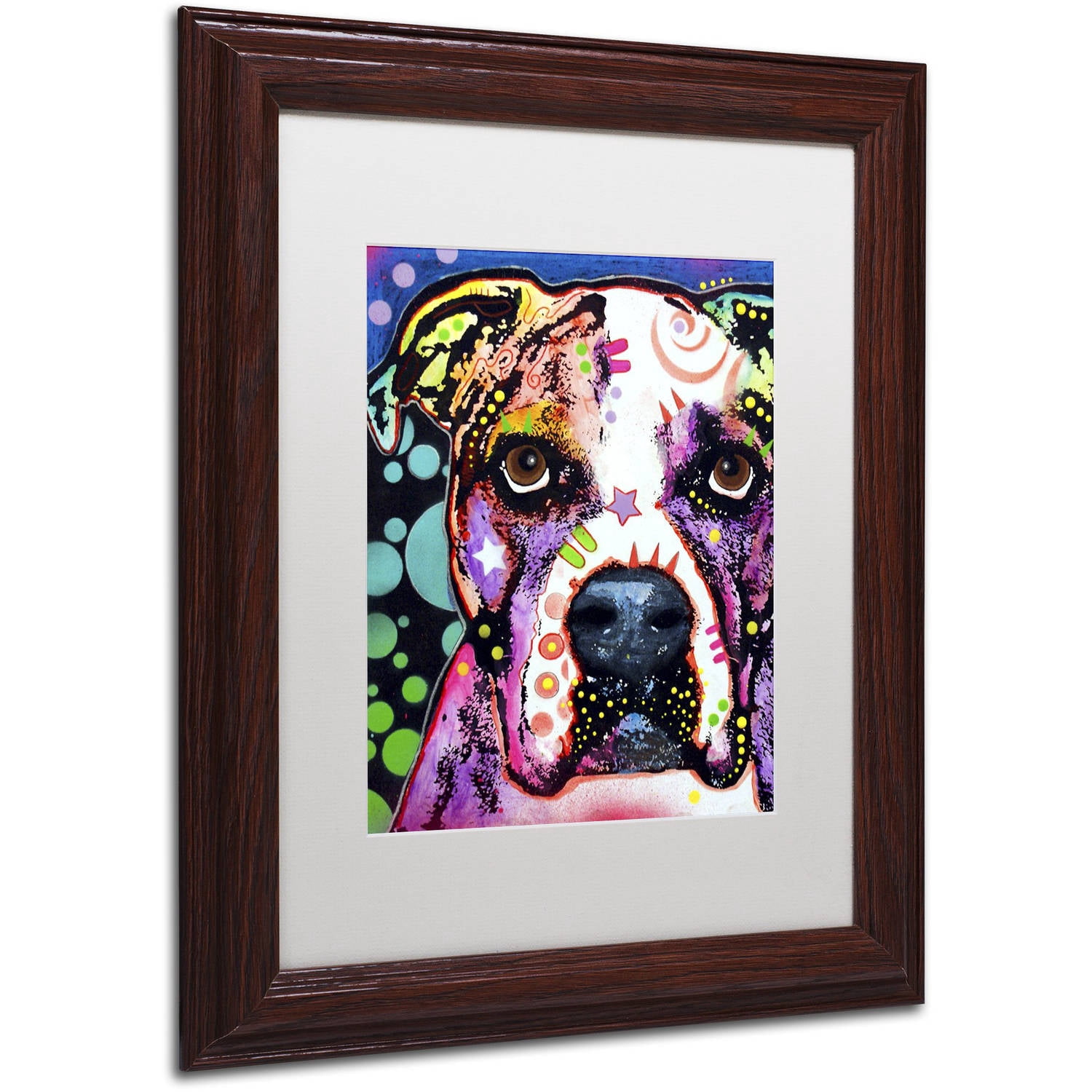 Trademark Fine Art " Bulldog II" Canvas Art by Dean Russo, White Matte, Wood Frame
