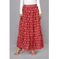 thumbnail image 2 of Women Red Ethnic Buti Hand Block Print Cotton Maxi Skirt with Elastic Waist for Her, Soft Versatile Everyday Style, L, 2 of 6