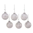 thumbnail image 2 of Kurt Adler 80MM Clear with White Tree Design Glass Ball Ornaments, 6 Piece Box, 2 of 5