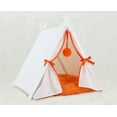 thumbnail image 3 of Baner Garden P515 Cat Small Dog House Tower Rattan Wicker Portable Furniture Tent Playpen with Soft Cushion, White and Orange Cushion, 3 of 5
