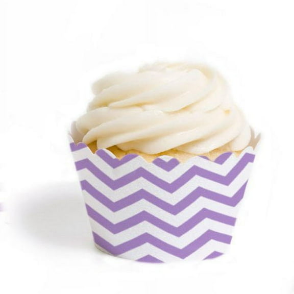 Dress My Cupcake Lavender Chevron Cupcake Wrappers, 12-Pack – Standard Party & Birthday Decor