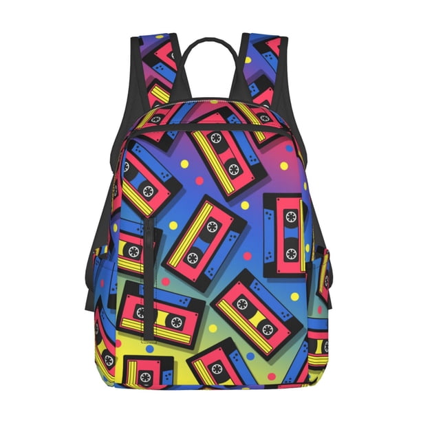 Balery Vintage Audio Cassettes Mochila ligera para hombre y mujer: duradera e impermeable, ideal para la escuela, el trabajo, viajes y uso diario.