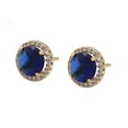 thumbnail image 1 of Finos Aretes Broquel Zafiro Swarovski Dama Oro 14K Laminado dorado Unitalla, 1 of 7
