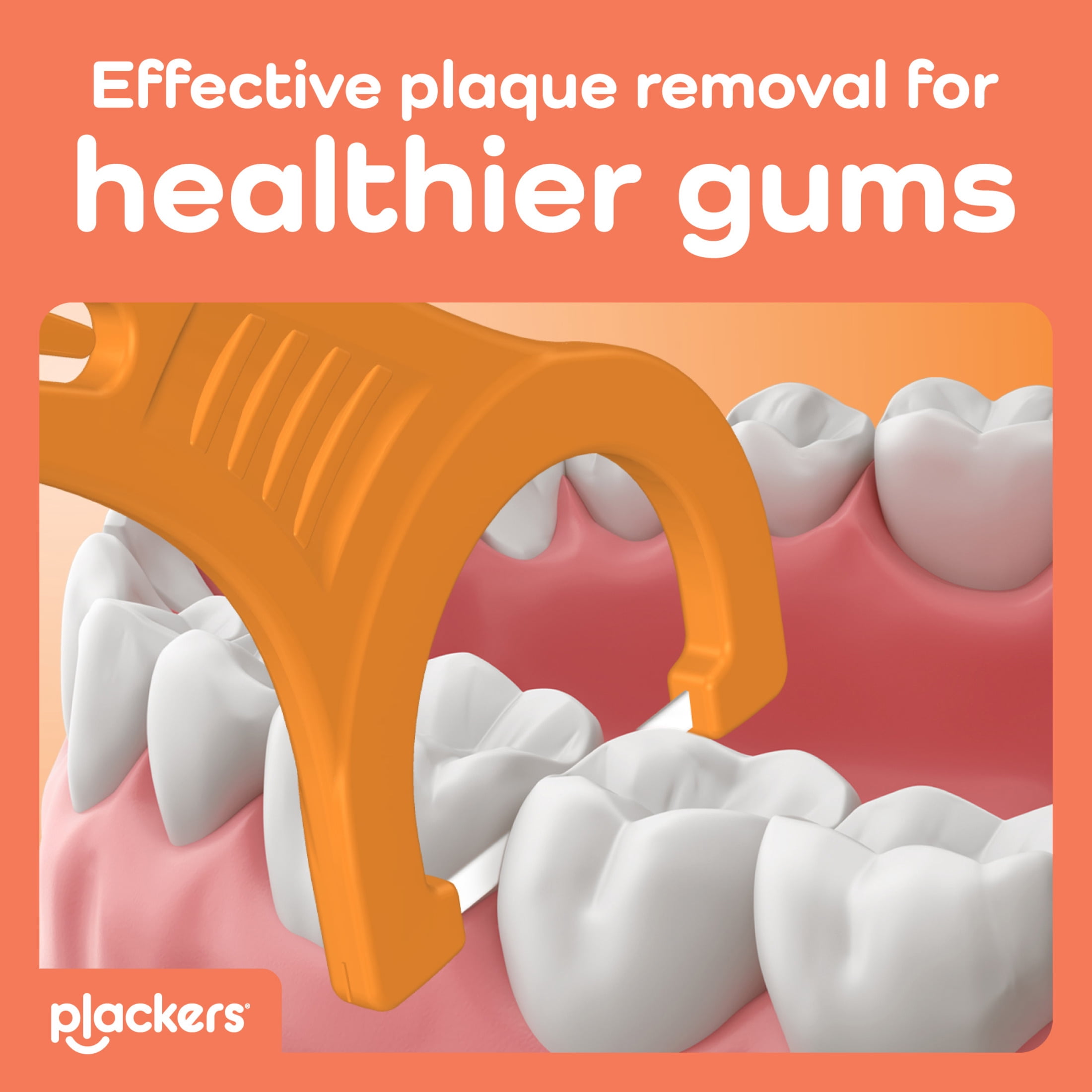 Plackers® Gum Defense Floss Picks with Vitamin C, Energizing Tangerine Flavor, GentleFloss, 75 Count