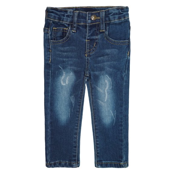 KIDSCOOL SPACE Baby Little Boys Girls Jeans,Ripped Strechy Denim Soft Pants,12-18 Months