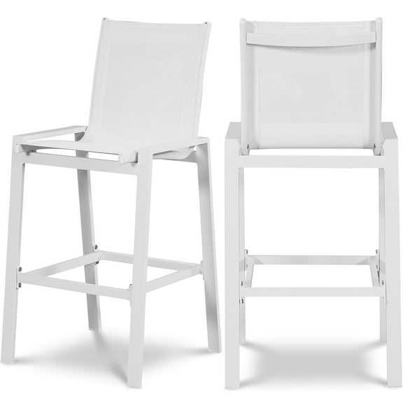 Meridian Furniture Nizuc White Outdoor Patio Mesh Barstool (Set of 2)