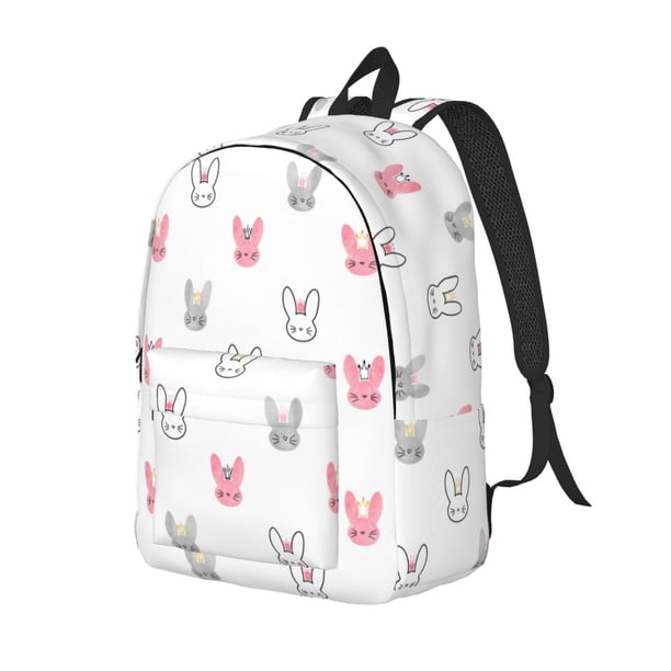 Disketp Girl Rabbit Mochila de Lona Estampada, Mochila Escolar de Viaje Ligera para Estudiantes y Portátil-Medium