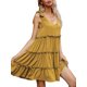 thumbnail image 3 of Txlixc, vestido informal de verano para mujer, vestido acampanado de Color sólido sin mangas con cuello en V y volantes, vestido plisado para fiesta en la playa, ropa de calle Txlixc  Estilo de ocio, 3 of 9