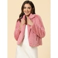 thumbnail image 2 of INSPIRE CHIC - Chaqueta corta para mujer con solapa de muesca y piel sintética esponjosa Rosa XS, 2 of 6