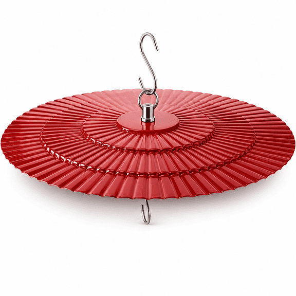 11.5 in Metal Bird Feeder Rain Guard, Red Dome Umbrella Cover and Weather Baffle for Hummingbird and Oriole Feeders