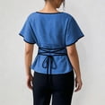 thumbnail image 5 of Cinched Waist Tops for Women Summer Short Sleeve Boat Neck Dressy Casual Blouse Going out Tops Brunch Outfits, 5 of 7