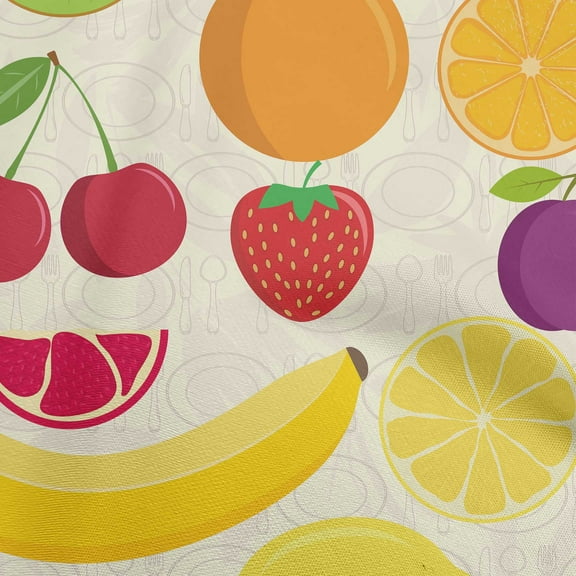 oneOone Cotton Cambric Cream Fabric Fruits Sewing Craft Projects Fabric Prints By Yard 56 Inch Wide
