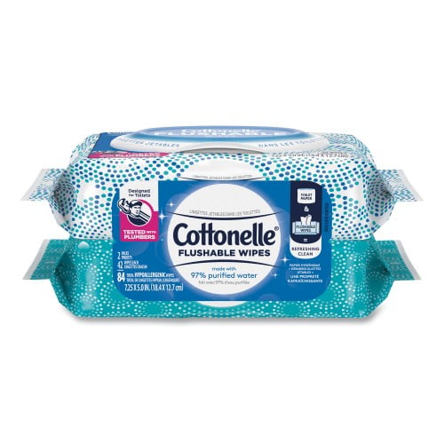 New Cottonelle Fresh Care Flushable Cleansing Cloths, White, 3.73 x 5.5, 84/Pack, 8 Pk/Ctn,Each