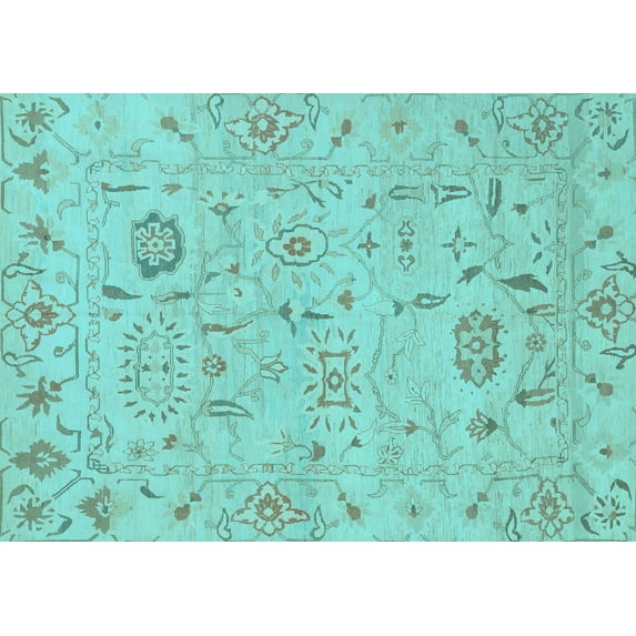 Ahgly Company Indoor Rectangle Abstract Light Blue Modern Area Rugs, 8' x 12'