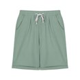 thumbnail image 4 of JSheng Children's Casual Short Pants Summer Solid Elastic Waistband Pocket Casual Drawstring Sports Five Quarter Pants For Kids Green 9-10Years, 4 of 5
