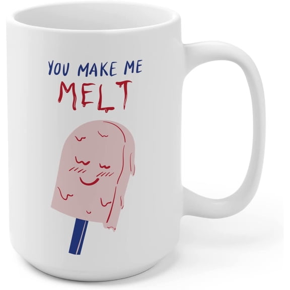 You Make Me Melt Cute Funny Ceramic Coffee Mug for Valentines Day 15oz