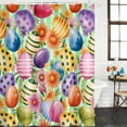 thumbnail image 2 of Easter Colorful Eggs Shower Curtain, Waterproof Shower Curtains for Bathroom, Spring Floral Polka Dot Green Striped Washable Fabric Bathtub Curtain Set Bath Decor with 12 Hooks Standard 72"x72", 2 of 8