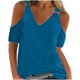 thumbnail image 2 of ICHUANYI Clearance Women Summer Sexy T- Shirt Cold Shoulder Pullover Blouse V-Neck Short Sleeve Solid Tops(Light Blue, S) ICHUANYI WER2023080800939, 2 of 5