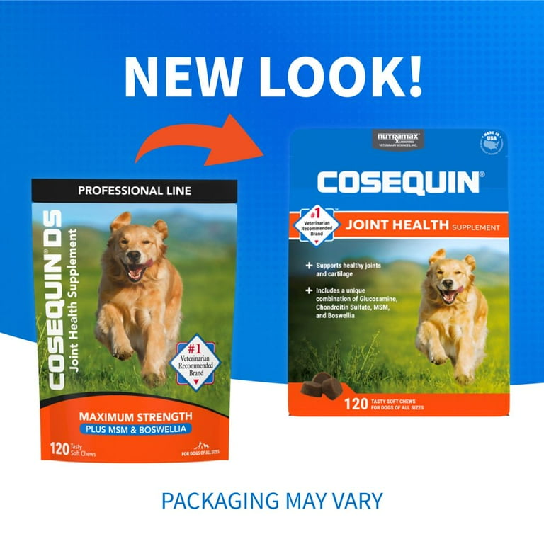 Nutramax Cosequin Dog Joint Health Supplement, MSM & Omega-3s, 120