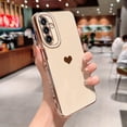 thumbnail image 2 of Samsung Galaxy A24 4g 6.5" Phone Case Luxury Electroplated Cute Love Heart Pattern Case for Women Full Camera Protection Soft Silicone Anti-Fingerprint Shockproof Cover for Galaxy A24 (White), 2 of 6