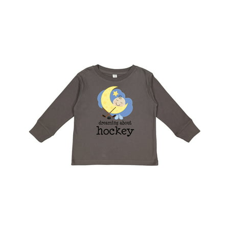 

Inktastic Dreaming About Hockey Gift Toddler Boy or Toddler Girl Long Sleeve T-Shirt