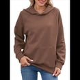 thumbnail image 1 of Sudadera con Capucha para Mujer, Informal, de Larga, Holgada, con Bolsillo. Caqui L, 1 of 9
