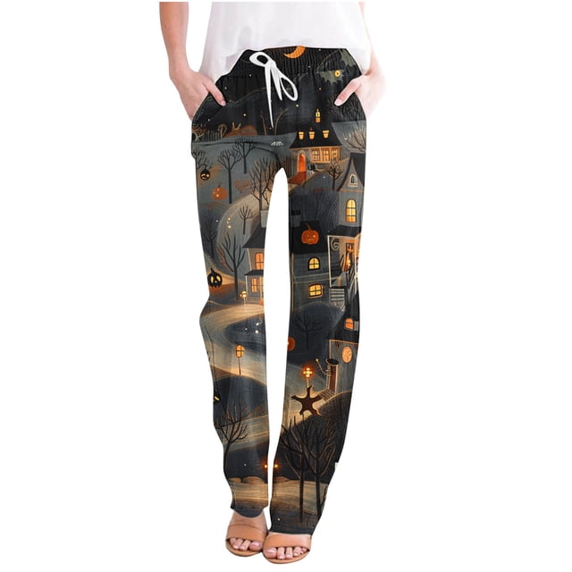 Pantalons pour Femmes, Mode Décontractée Quotidienne Imprimée Ample Décontractée Longueur Complète