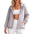 thumbnail image 2 of Lightweight Hiking Jacket Women Long Sleeve Casual Hooded Zip Up Jackets with Pockets Fall Windbreaker Outerwear, 2 of 7