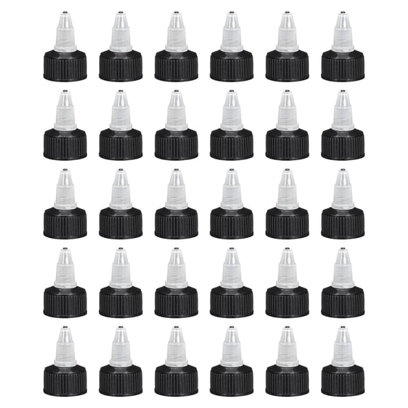 Uxcell 30 Pack Tapas de Tornillo Negras 24/410 para Botellas Exprimidoras de Repuesto para Manualidades, Artes, Pegamento y Líquidos