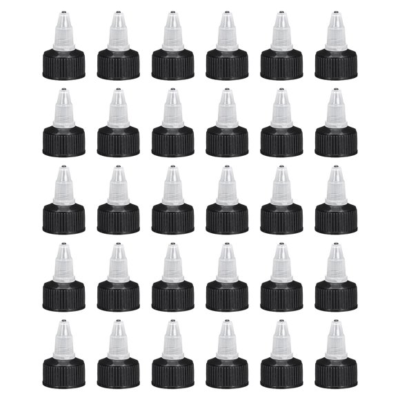 Uxcell 30 Pack Tapas de Tornillo Negras 24/410 para Botellas Exprimidoras de Repuesto para Manualidades, Artes, Pegamento y Líquidos
