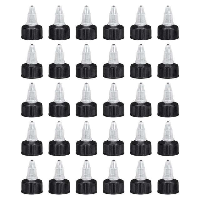 Uxcell 30 Pack Tapas de Tornillo Negras 24/410 para Botellas Exprimidoras de Repuesto para Manualidades, Artes, Pegamento y Líquidos