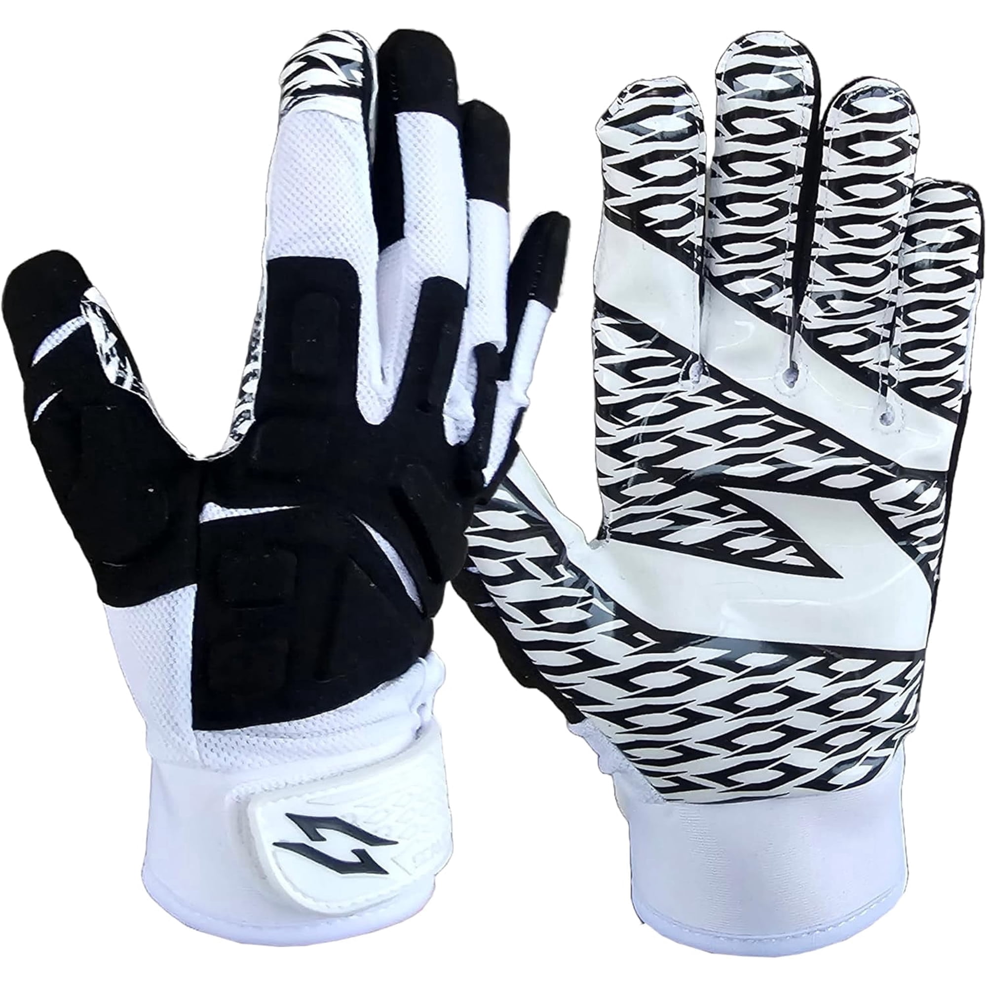 Scale Wear Design White Stealth Football Lineman Gloves Tach Grip Silicone Palms Men's Youth Boys Sticky Wide Receiver Flag Boost