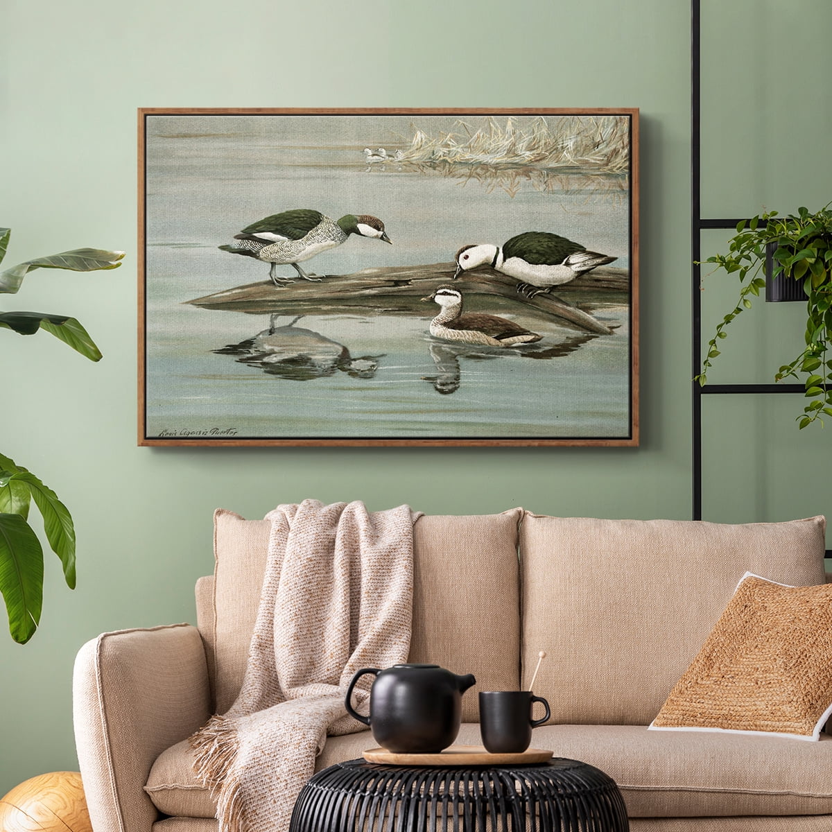 Vintage Animal Print-XIX By Wexford Home Framed in Walnut Wood Gallery Wrapped Canvas 17 in. x 25 in.