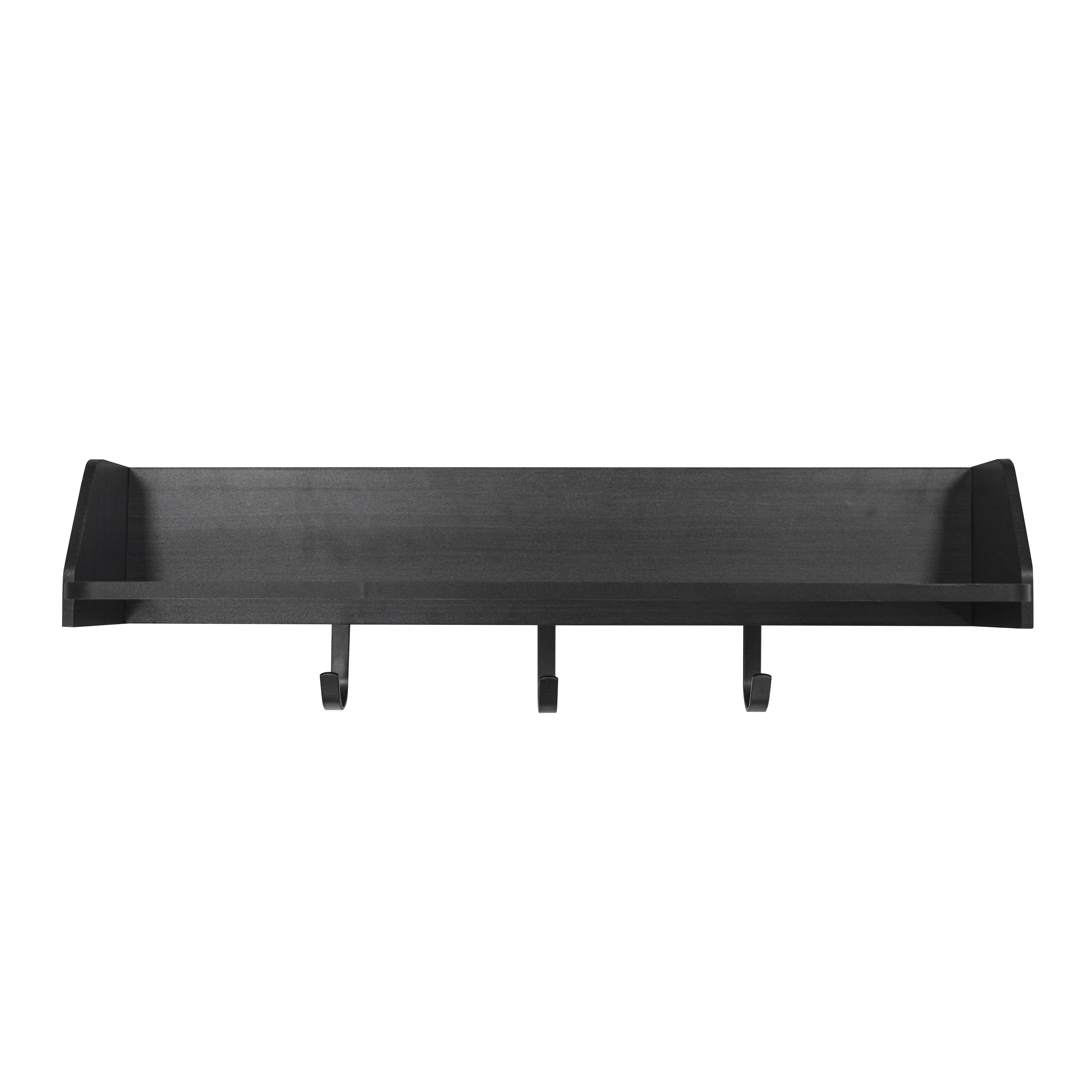 Better Homes & Gardens 28” Black Shelf with Black Metal Hooks