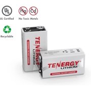 Tenergy 9V Lithium Battery, 1200mah 10 Years Shelf Life, 2 Pack - [Non-Rechargeable]