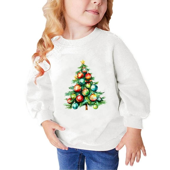 Diufon Toddler Boys Girls Christmas Sweatshirt Kids Oversized Long Sleeve Cute Printed Crewneck Pullover Tops