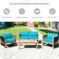 thumbnail image 3 of Costway 4PCS Wooden Patio Furniture Set CUS01hioned Sofa W/Rope Armrest Turquoise, 3 of 9
